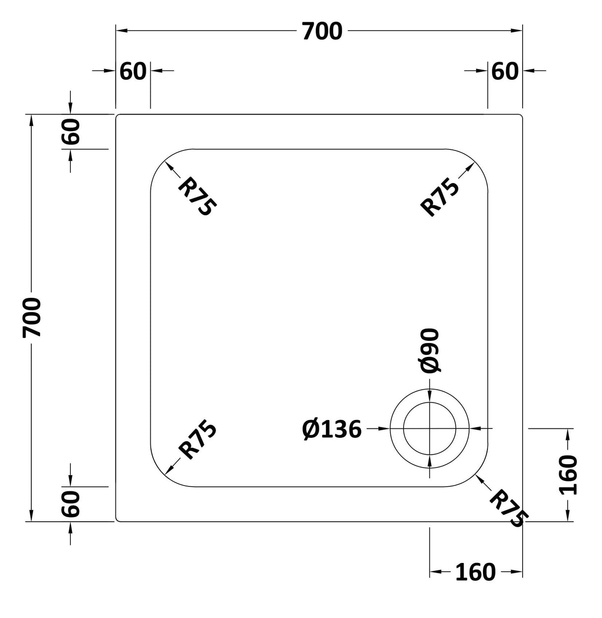 Shower Stone Tray Size