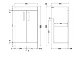 Modern Splash 500mm Anthracite Woodgrain 2 Door Floor Standing Vanity Unit With Minimalist Basin