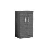 Modern Splash 500mm Anthracite Woodgrain 2 Door Floor Standing Vanity Unit With Co-ordinating Worktop