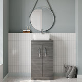 Modern Splash 500mm Anthracite Woodgrain 2 Door Floor Standing Vanity Unit With Co-ordinating Worktop