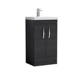 Modern Splash 500mm Charcoal Black 2 Door Floor Standing Vanity Unit With Mid-Edge Basin