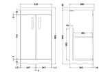 Modern Splash 500mm Charcoal Black 2 Door Floor Standing Vanity Unit With Mid-Edge Basin