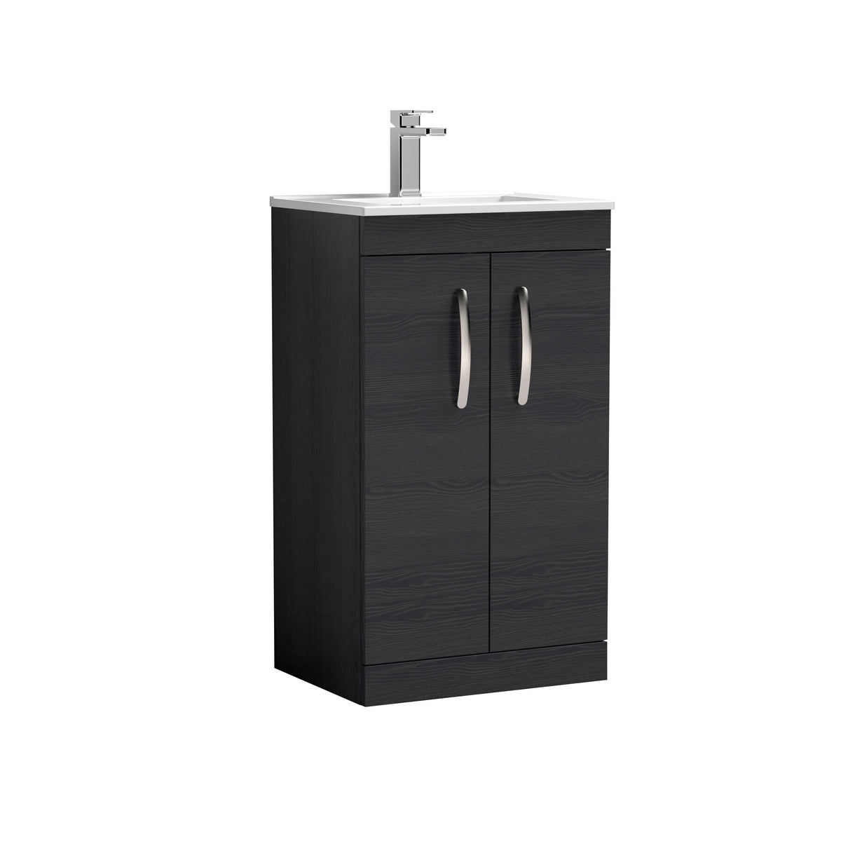 Modern Splash 500mm Charcoal Black 2 Door Floor Standing Vanity Unit With Minimalist Basin