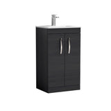 Modern Splash 500mm Charcoal Black 2 Door Floor Standing Vanity Unit With Minimalist Basin