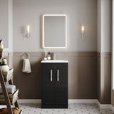 Modern Splash 500mm Charcoal Black 2 Door Floor Standing Vanity Unit With Minimalist Basin