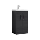 Modern Splash 500mm Charcoal Black 2 Door Floor Standing Vanity Unit With Thin Edge Basin