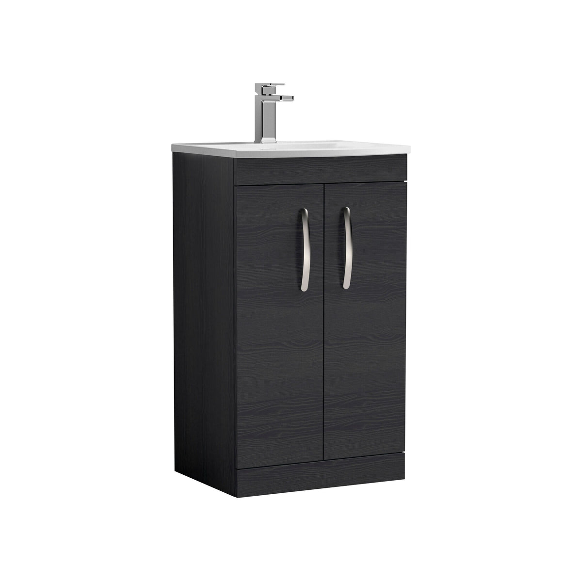 Modern Splash 500mm Charcoal Black 2 Door Floor Standing Vanity Unit With Curved Basin