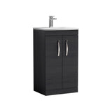 Modern Splash 500mm Charcoal Black 2 Door Floor Standing Vanity Unit With Curved Basin