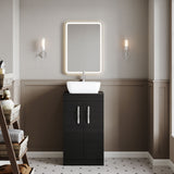 Modern Splash 500mm Charcoal Black 2 Door Floor Standing Vanity Unit With Co-ordinating Worktop
