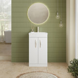 Modern Splash 500mm Gloss White 2 Door Floor Standing Vanity Unit With Mid-Edge Basin