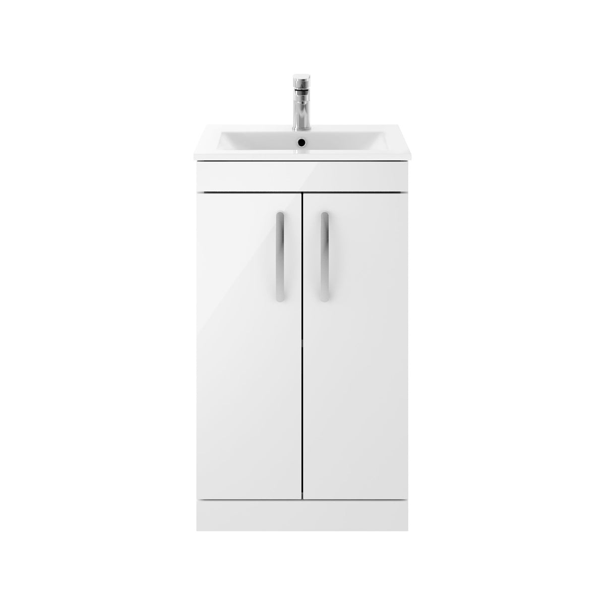 Modern Splash 500mm Gloss White 2 Door Floor Standing Vanity Unit With Minimalist Basin