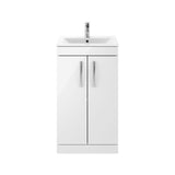 Modern Splash 500mm Gloss White 2 Door Floor Standing Vanity Unit With Minimalist Basin