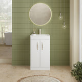 Modern Splash 500mm Gloss White 2 Door Floor Standing Vanity Unit With Minimalist Basin