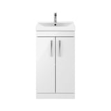 Modern Splash 500mm Gloss White 2 Door Floor Standing Vanity Unit With Thin Edge Basin
