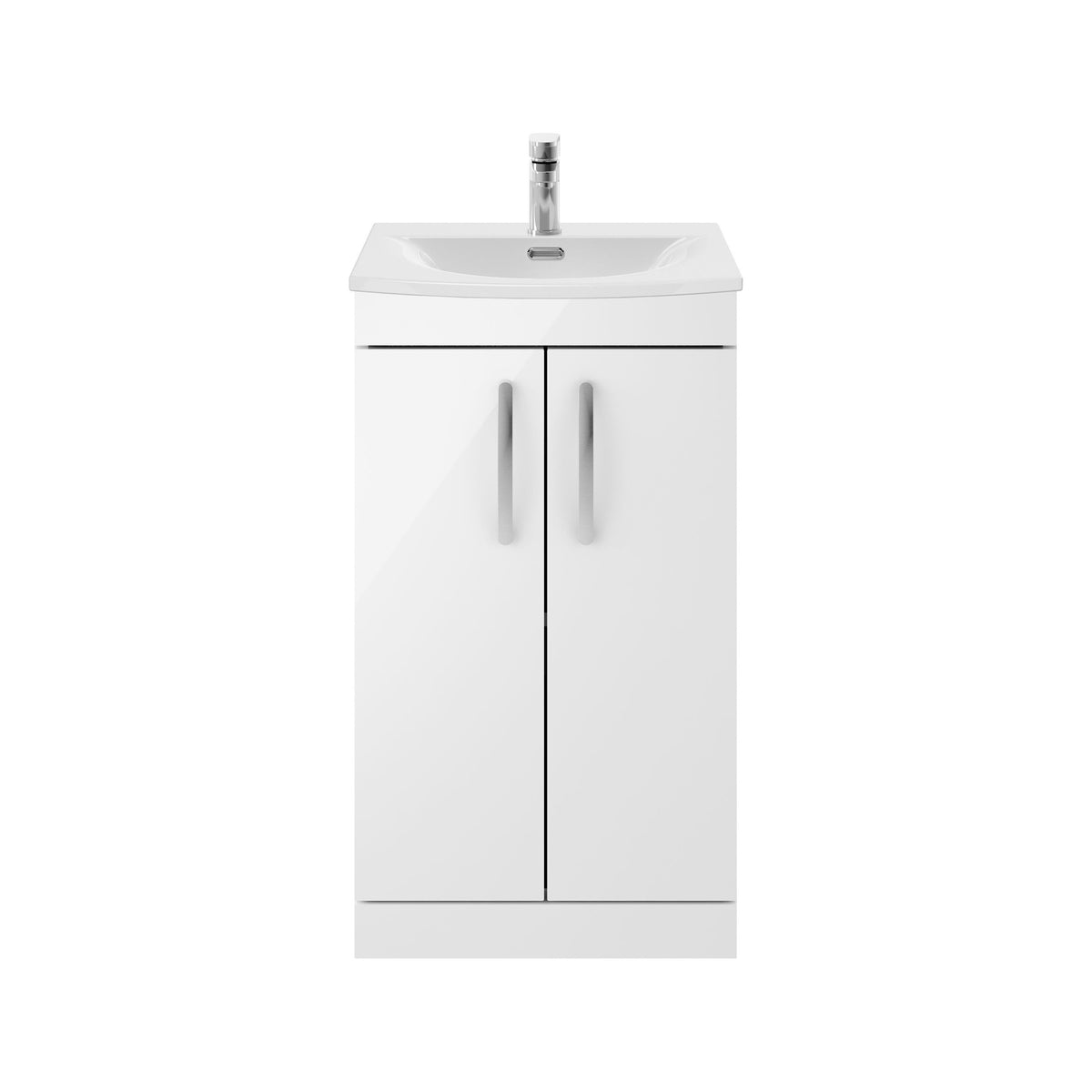 Modern Splash 500mm Gloss White 2 Door Floor Standing Vanity Unit With Curved Basin