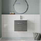 Modern Splash 500mm Anthracite Woodgrain 1 Drawer Wall Hung Vanity Unit With Minimalist Basin