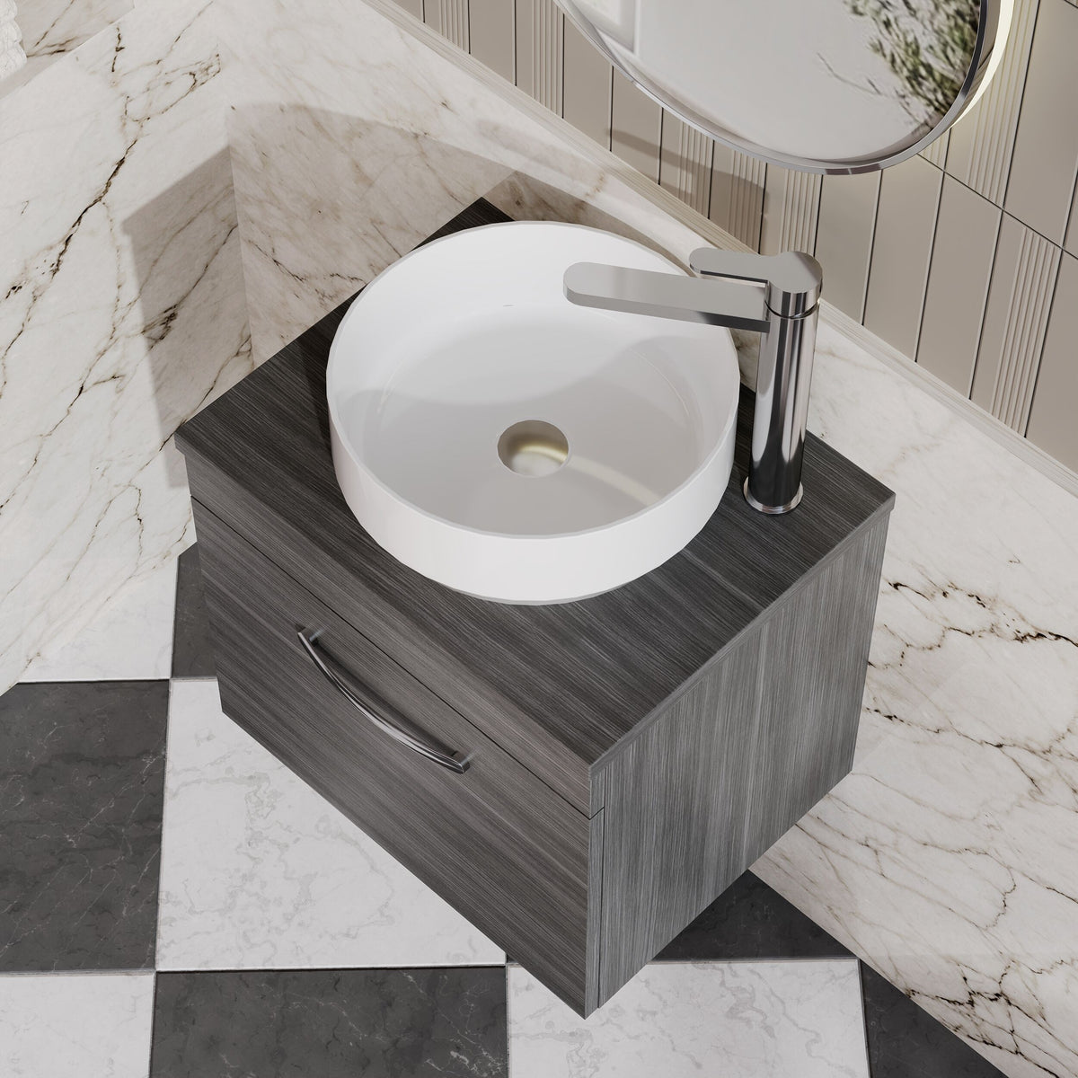 Modern Splash 500mm Wall Hung Vanity Unit With Co-ordinating Worktop