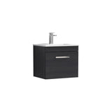 Modern Splash 500mm Charcoal Black 1 Drawer Wall Hung Vanity Unit With Minimalist Basin