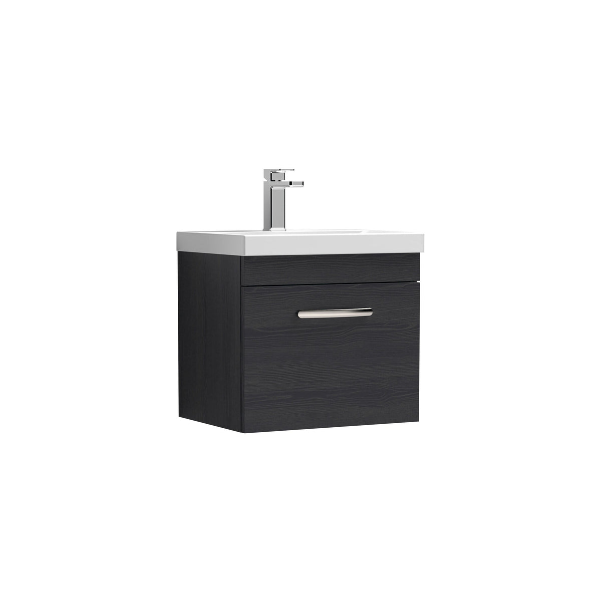 Modern Splash 500mm Charcoal Black 1 Drawer Wall Hung Vanity Unit With Thin Edge Basin