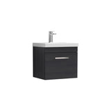 Modern Splash 500mm Charcoal Black 1 Drawer Wall Hung Vanity Unit With Thin Edge Basin