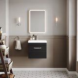 Modern Splash 500mm Charcoal Black 1 Drawer Wall Hung Vanity Unit With Thin Edge Basin