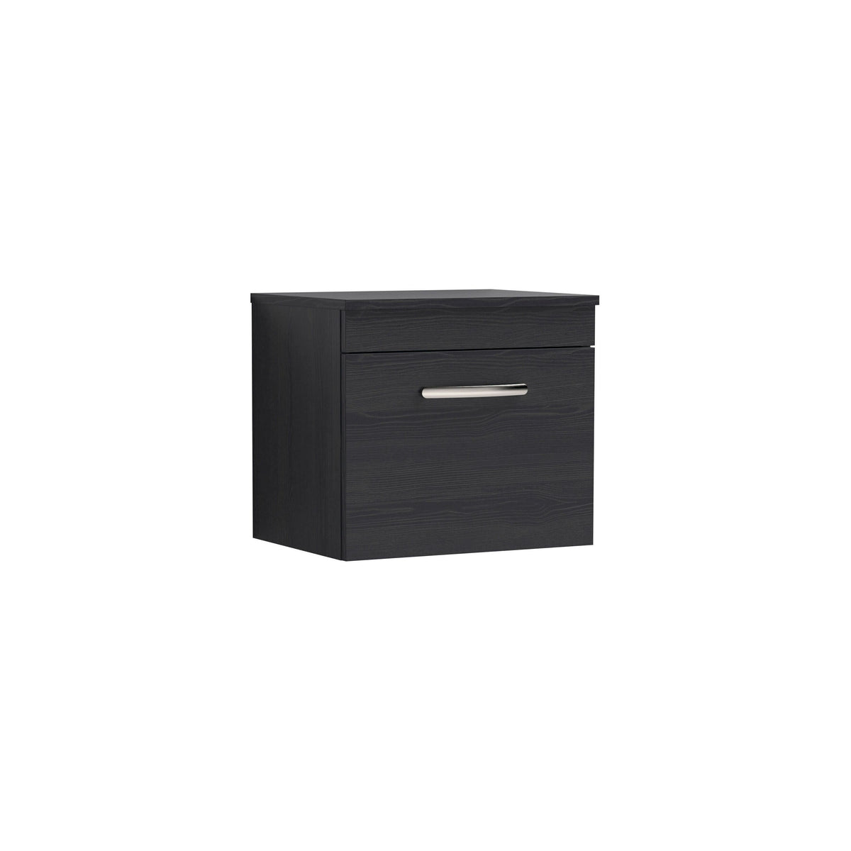 Modern Splash 500mm Charcoal Black 1 Drawer Wall Hung Vanity Unit With Co-ordinating Worktop