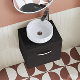 Modern Splash 500mm Charcoal Black 1 Drawer Wall Hung Vanity Unit With Co-ordinating Worktop