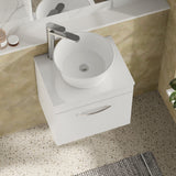 Modern Splash 500mm Gloss White 1 Drawer Wall Hung  Vanity Unit With Co-ordinating Worktop