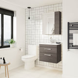 Modern Splash 500mm Anthracite Woodgrain 2 Drawer Wall Hung Vanity Unit With Minimalist Basin