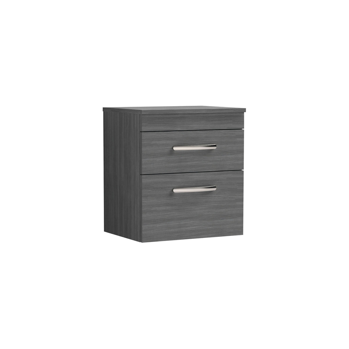 Modern Splash 500mm 2 Drawer Wall Hung Anthracite Woodgrain Vanity Unit With Co-ordinating Worktop