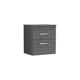 Modern Splash 500mm 2 Drawer Wall Hung Anthracite Woodgrain Vanity Unit With Co-ordinating Worktop
