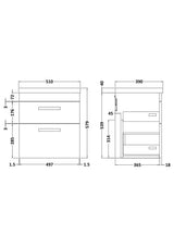 Modern Splash 500mm Charcoal Black 2 Drawer Wall Hung Vanity Unit With Mid-Edge Basin
