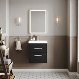 Modern Splash 500mm Charcoal Black 2 Drawer Wall Hung Vanity Unit With Thin Edge Basin