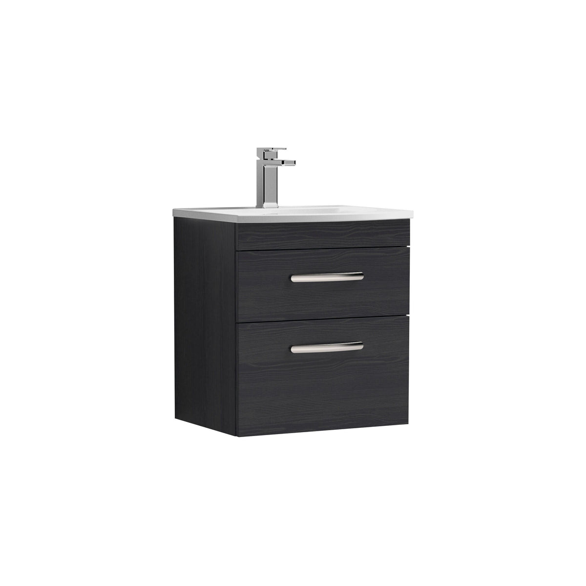 Modern Splash 500mm Charcoal Black 2 Drawer Wall Hung Vanity Unit With Curved Basin