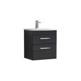 Modern Splash 500mm Charcoal Black 2 Drawer Wall Hung Vanity Unit With Curved Basin