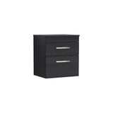 Modern Splash 500mm Charcoal Black 2 Drawer Wall Hung Vanity Unit With Co-ordinating Worktop