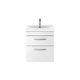 Modern Splash 500mm Gloss White 2 Drawer Wall Hung Vanity Unit With Thin Edge Basin