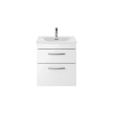 Modern Splash 500mm Gloss White 2 Drawer Wall Hung Vanity Unit With Curved Basin