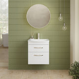 Modern Splash 500mm Gloss White 2 Drawer Wall Hung Vanity Unit With Curved Basin