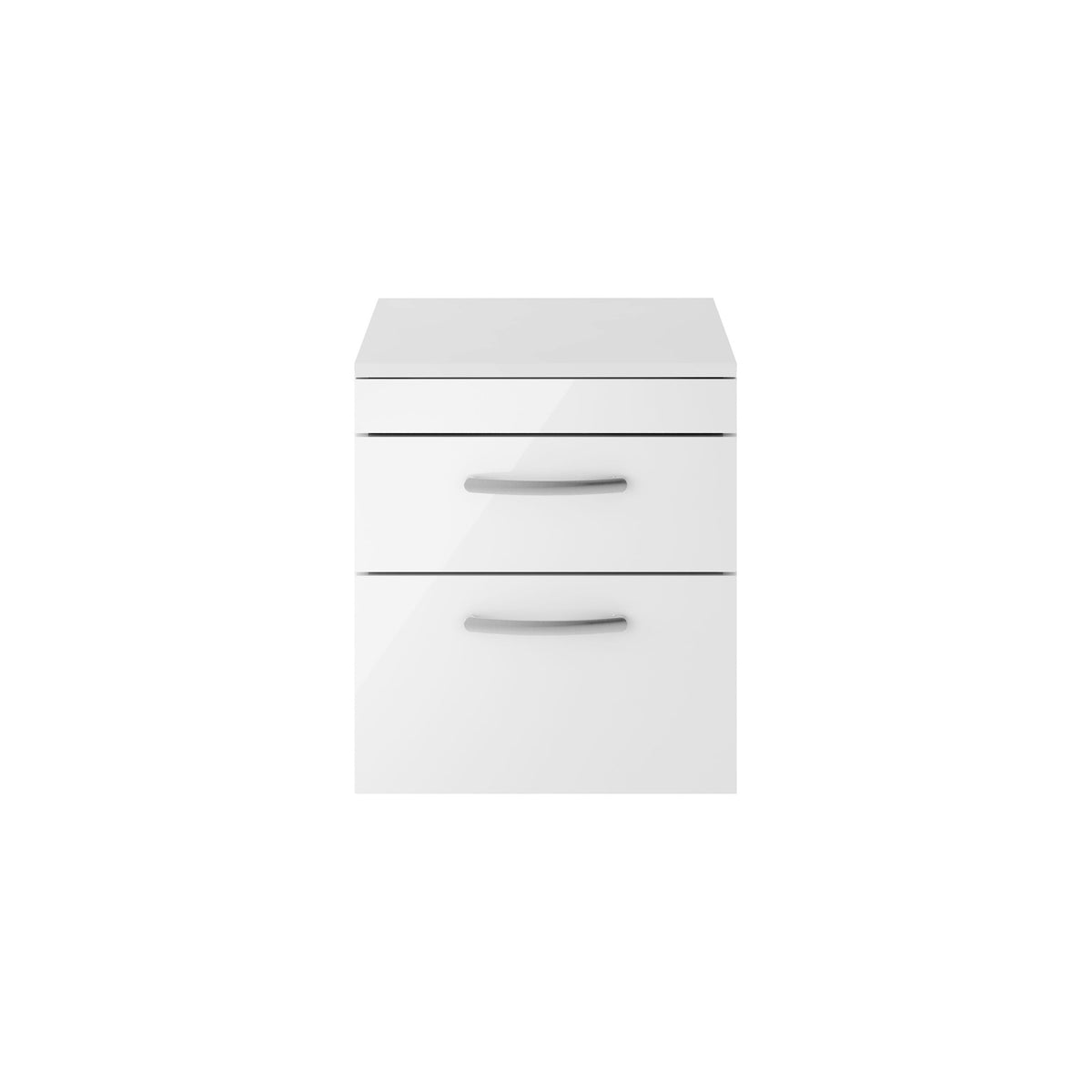 Modern Splash 500mm Gloss White 2 Drawer Wall Hung  Vanity Unit With Co-ordinating Worktop