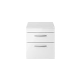 Modern Splash 500mm Gloss White 2 Drawer Wall Hung  Vanity Unit With Co-ordinating Worktop