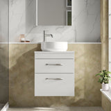 Modern Splash 500mm Gloss White 2 Drawer Wall Hung  Vanity Unit With Co-ordinating Worktop