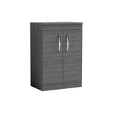 Modern Splash 600mm Anthracite Woodgrain 2 Door Floor Standing Vanity Unit With Co-ordinating Worktop