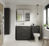 Modern Splash 600mm Charcoal Black 2 Door Floor Standing Vanity Unit With Minimalist Basin
