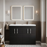Modern Splash 1200mm Charcoal Black 4 Door Floor Standing Cabinet With 2 Tap Hole Polymarble basin