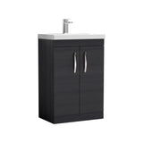 Modern Splash 600mm Charcoal Black 2 Door Floor Standing Vanity Unit With Thin Edge Basin