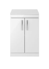 Modern Splash 600mm Gloss White 2 Door Floor Standing Vanity Unit With Co-ordinating Worktop