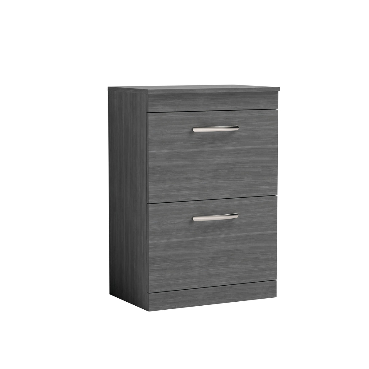 Modern Splash 600mm Anthracite Woodgrain 2 Drawer Floor Standing Vanity Unit With Co-ordinating Worktop