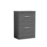Modern Splash 600mm Anthracite Woodgrain 2 Drawer Floor Standing Vanity Unit With Co-ordinating Worktop