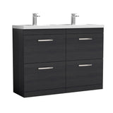 Modern Splash 1200mm Charcoal Black 4 Drawer Floor Standing Cabinet With 2 Tap Hole Polymarble basin